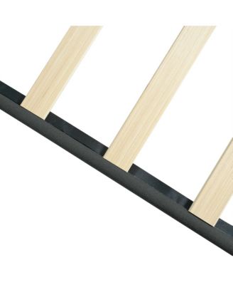 Twin Platform Bed with Button Tufted Headboard and Wood Slats