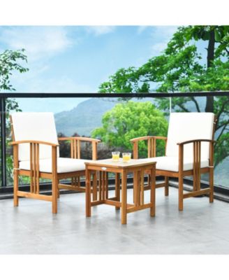 3PC Solid Wood Outdoor Patio Sofa Furniture Set