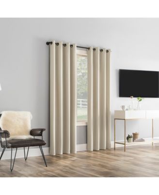 Tresello Tonal Texture Draft Shield Fleece Insulated 100% Blackout Grommet Curtain Panel