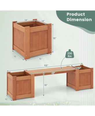 Wood Planter Box with Bench for Garden Yard Balcony