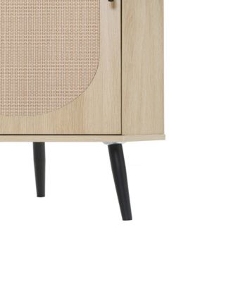 Corner Cabinet with Rattan Door for Small Spaces