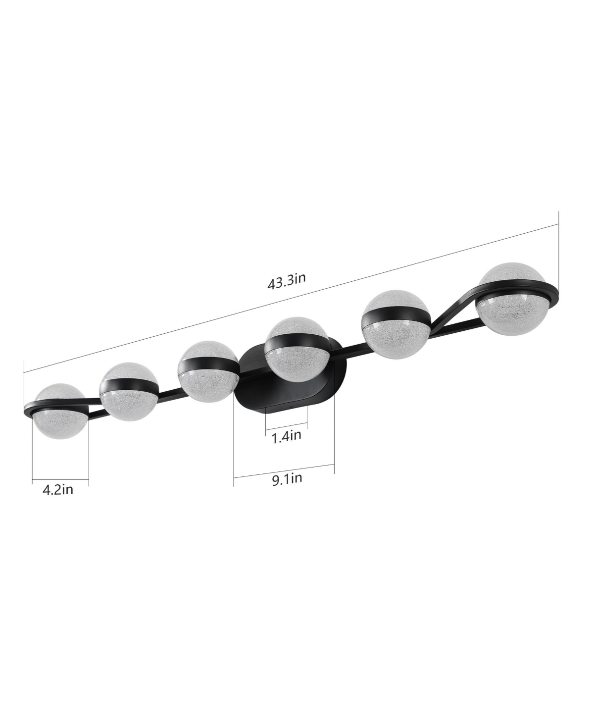 Streamdale Furniture Vanity Lights With 6 Led Bulbs For Bathroom Lighting - Black