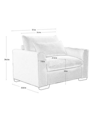 Deep Seat Corduroy Accent Sofa