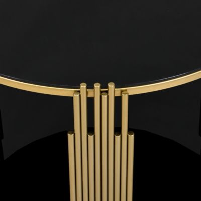 Streamdale Sleek Black Mirror Coffee Table with Gold Base