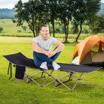 Folding Camping Cot for Adults with Storage
