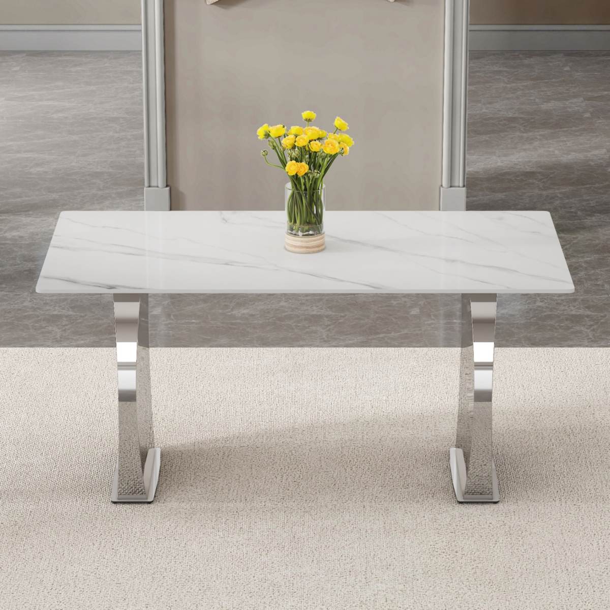 Streamdale Furniture Compact White Patterned Dining Table (63