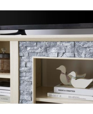 Mantel Stone TV Media Stand with Faux Stone Surround