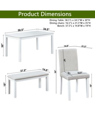 6 Pc. MDF Wood-Textured Rectangular Suede Upholstered Bench Style Dining Room Set