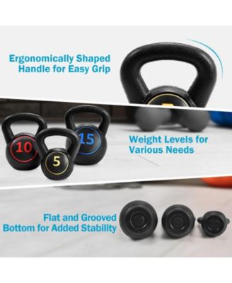 3 Pieces 5 10 15lbs Kettlebell Weight Set