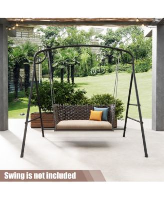 Patio Metal Swing Stand with Double Side Bars and 2-Ring Design-Black