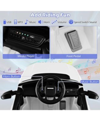 12V Kids Ride On Car with Remote Control Lockable Doors Slow Start System and LED Lights-White