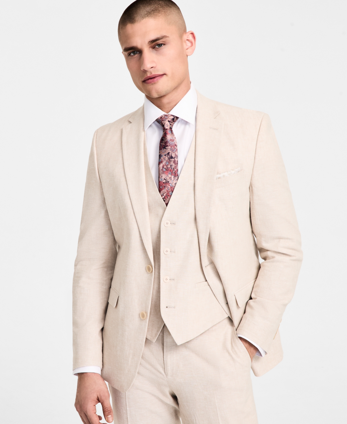 Men's Slim-Fit Linen Suit Jacket, Exclusively at Macy's - Natural
