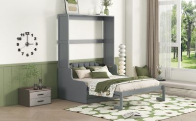 Streamdale Queen Size Murphy Bed Wall Bed with Cushion,Gray