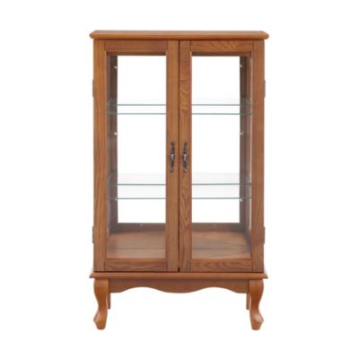 Elegant Glass-Door Curio Cabinet with Adjustable Shelves