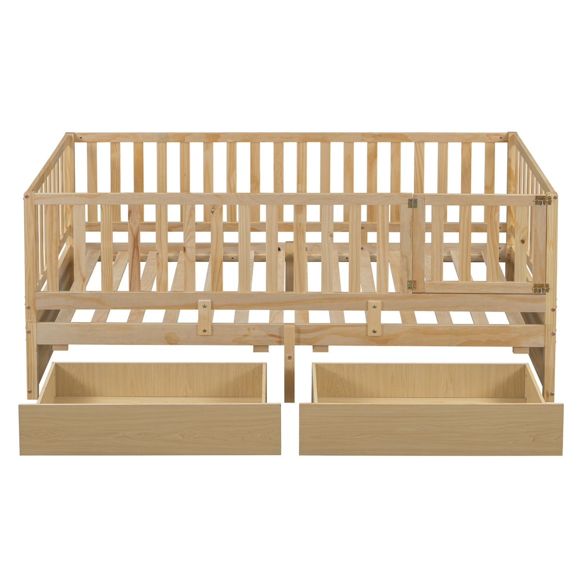 Streamdale Furniture Twin Size Wood Daybed with Guardrails and Drawers
