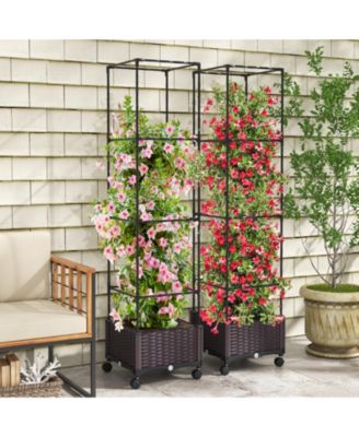 67 Inches Raised Garden Bed with Planter Box and Trellis