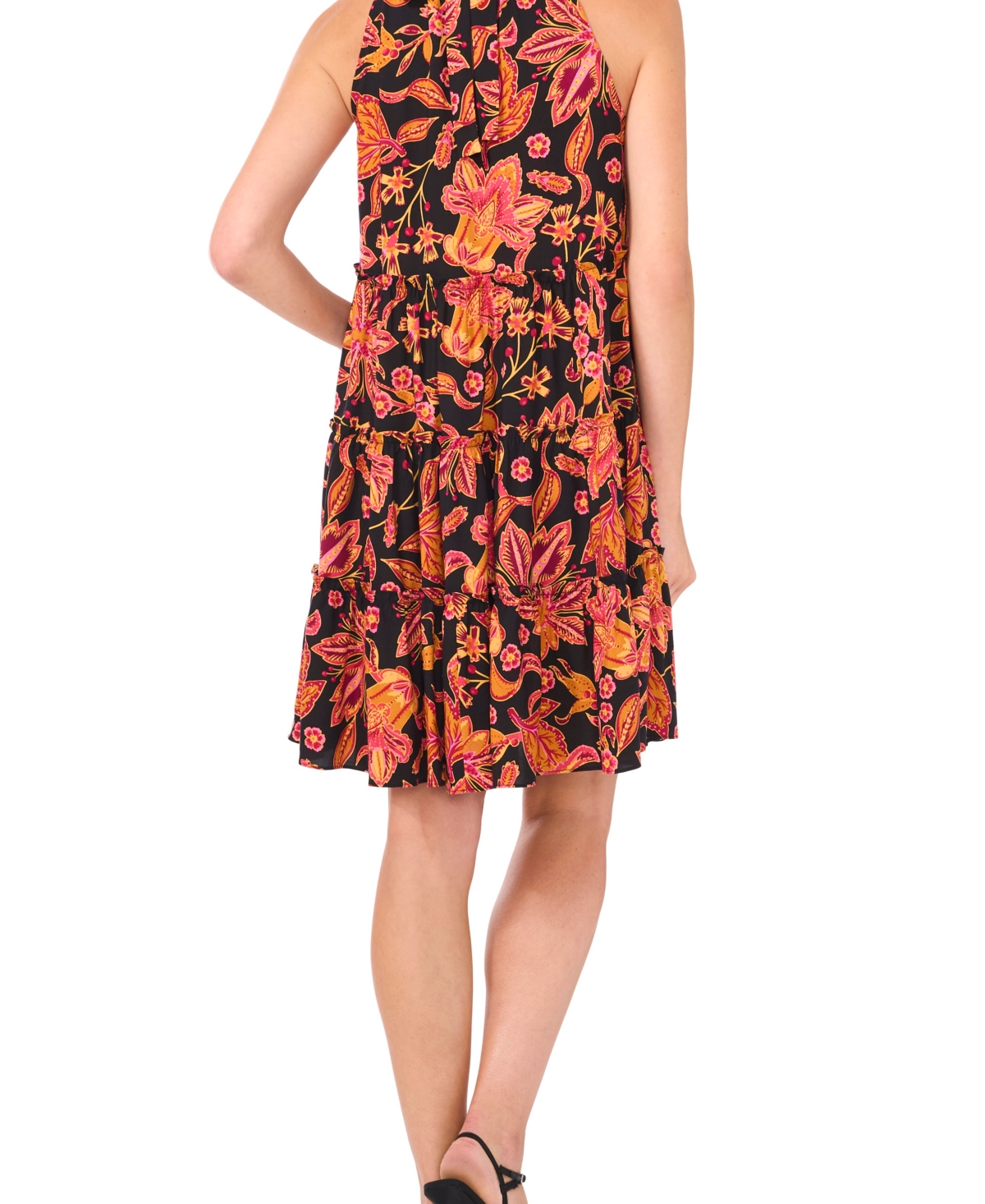 CeCe Women's Tiered Halter Neck Dress