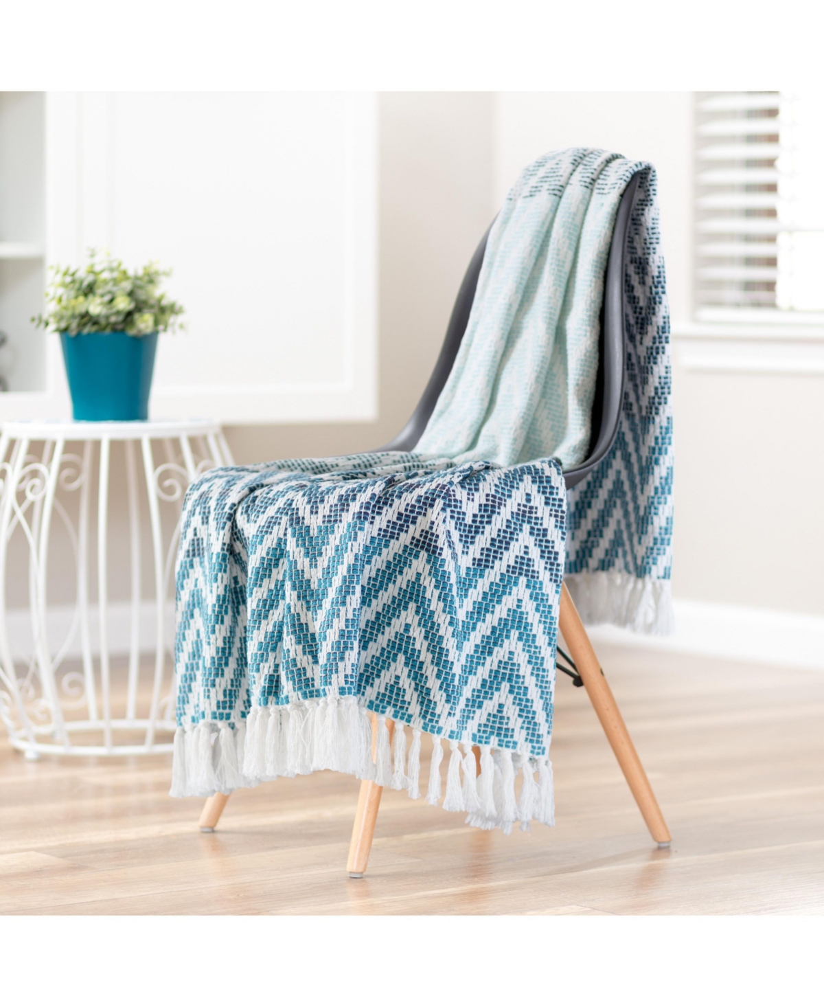 Chanasya Premium Monochrome Soft Cotton Blanket With Tassels - Cozy Textured Rustic Woven Lightweight Blanket for Bed Sofa Chair Couch Living Be