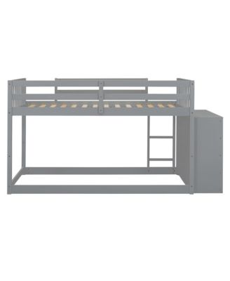 Streamdale Twin over Twin Bunk Bed with 4 Drawers and 3 Shelves-Gray