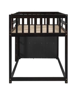 Twin over Twin Bunk Bed with 4 Drawers and 3 Shelves