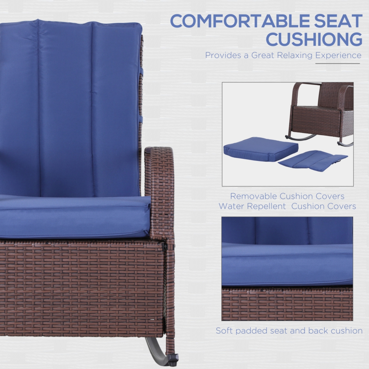 Streamdale Furniture Wicker Outdoor Rocking Chair with Adjustable Features for Comfort