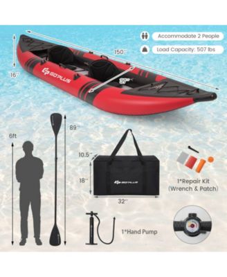 Inflatable 2-person Kayak Set with Aluminium Oars and Repair Kit