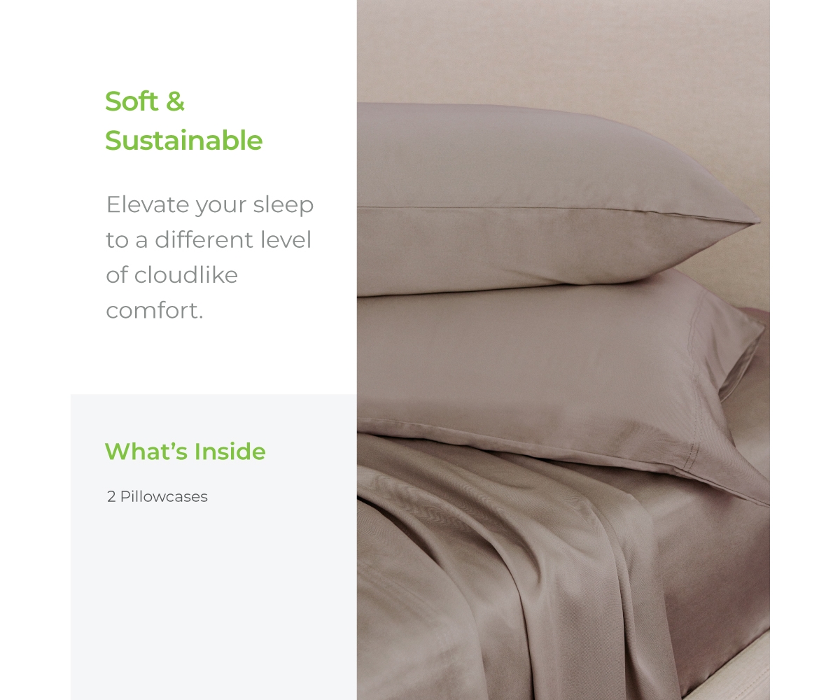 Cariloha Classic 2-Piece Twill Pillowcase Set | Beach Linen | King | Viscose Material | Allergy Resistant, Thermal-Regulating & Extra soft