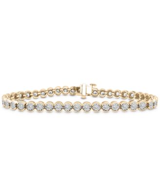 Macy's - Men's Diamond Half Bezel Link Bracelet (3-1/2 ct. t.w.) in 10k Gold