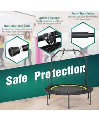 40 Inch Foldable Fitness Rebounder with Resistance Bands Adjustable Home