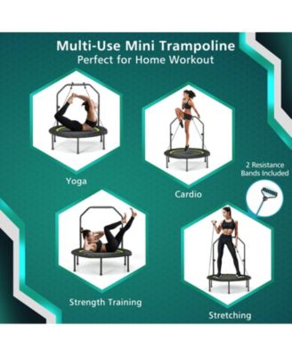 40 Inch Foldable Fitness Rebounder with Resistance Bands Adjustable Home