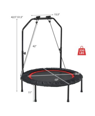 40 Inch Foldable Fitness Rebounder with Resistance Bands Adjustable Home