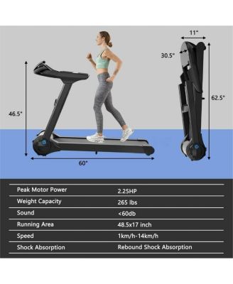 2.25HP Folding Treadmill with Bluetooth Speaker-Black