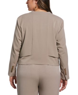 Plus Size Cropped Angled Open Blazer