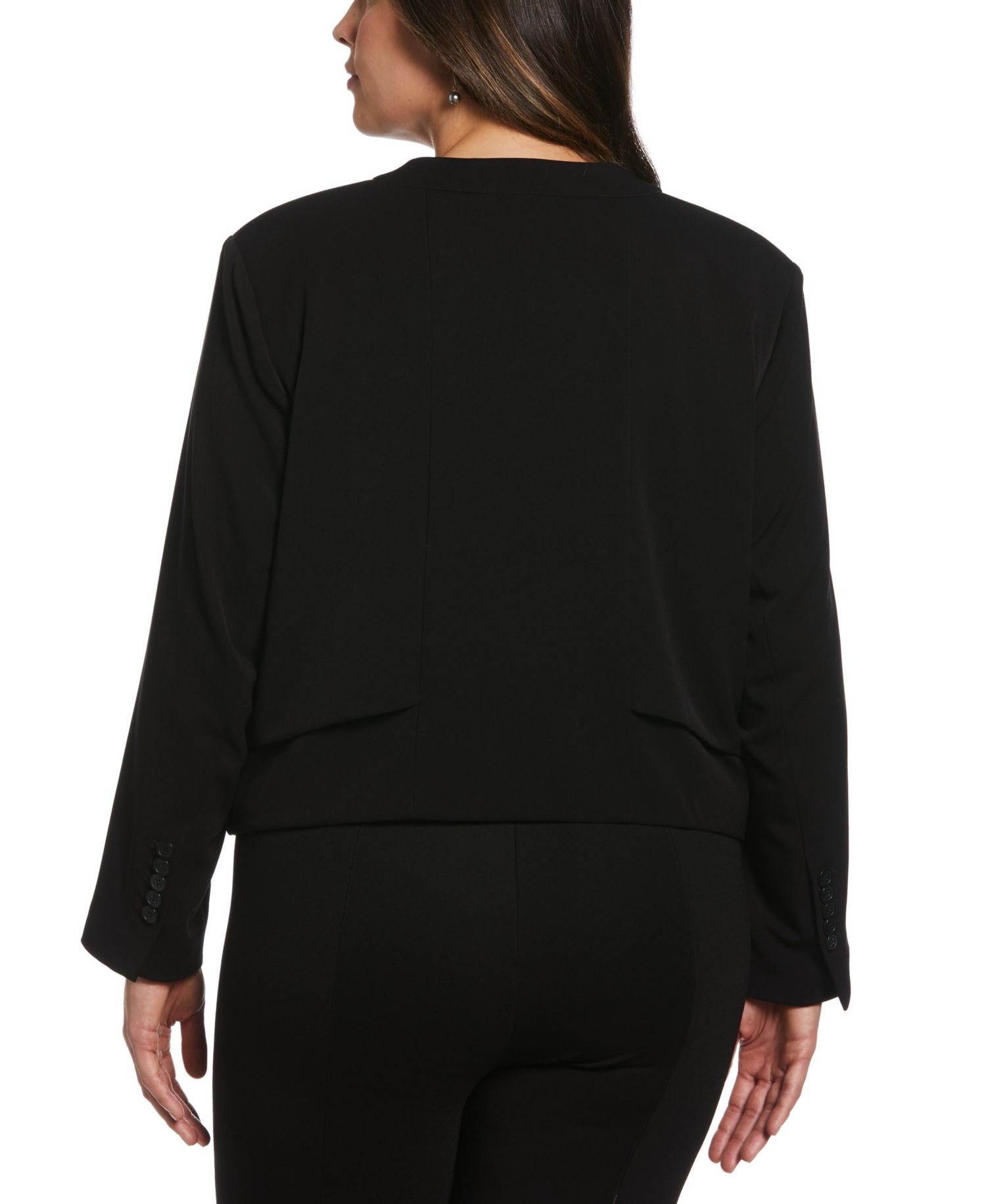 Plus Size Cropped Angled Open Blazer