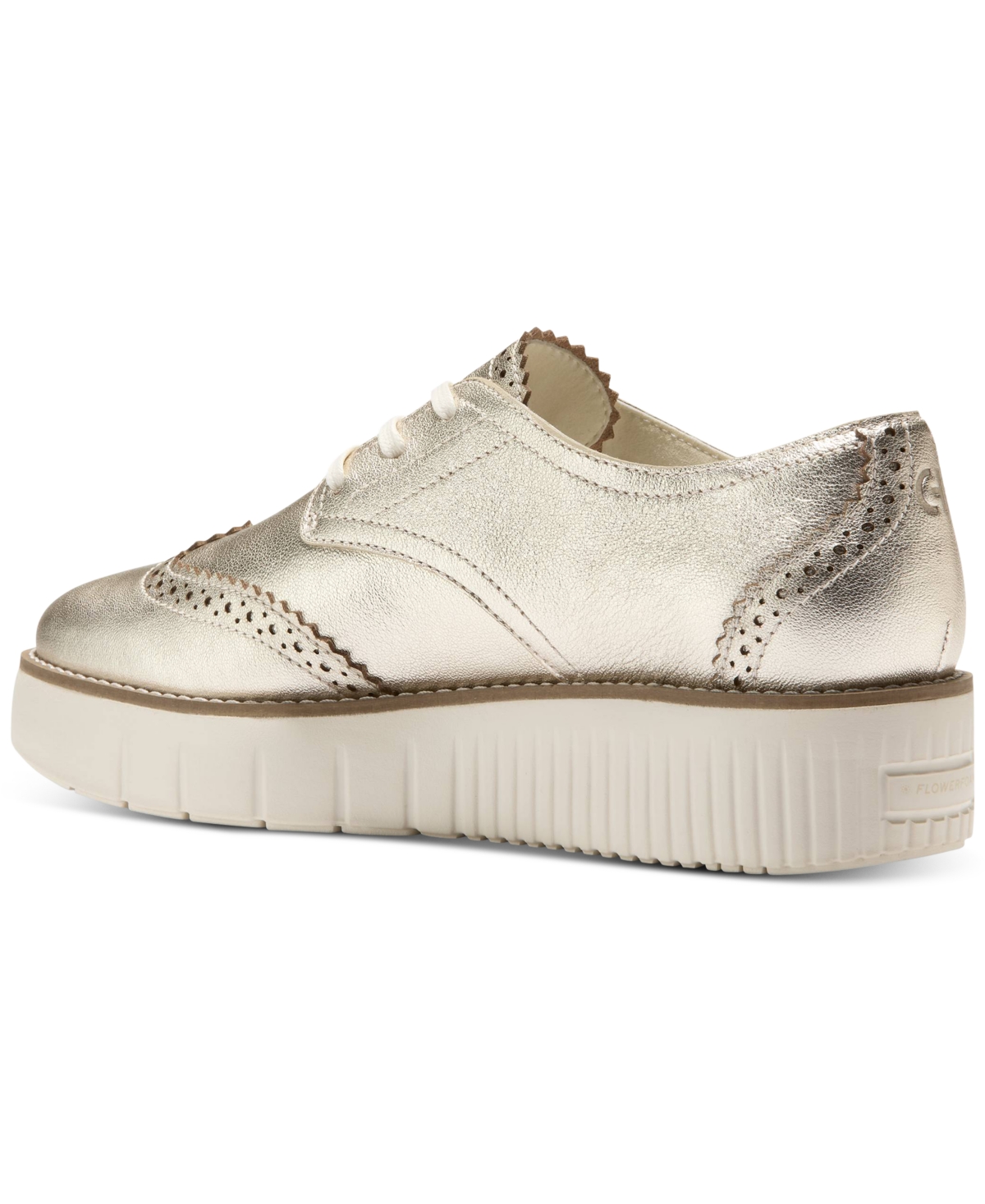 Cole Haan Women's Lace Up Platform Brogue Wingtip Oxford Flats In Black,ivory