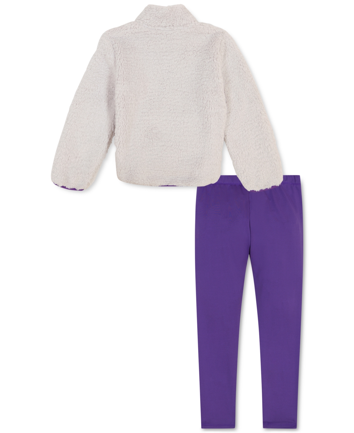 Under Armour Toddler & Little Girls 2-Pc. Minky 1/4-Zip Faux-Fur Sweatshirt & Solid Leggings Set - Lt/pas Gry