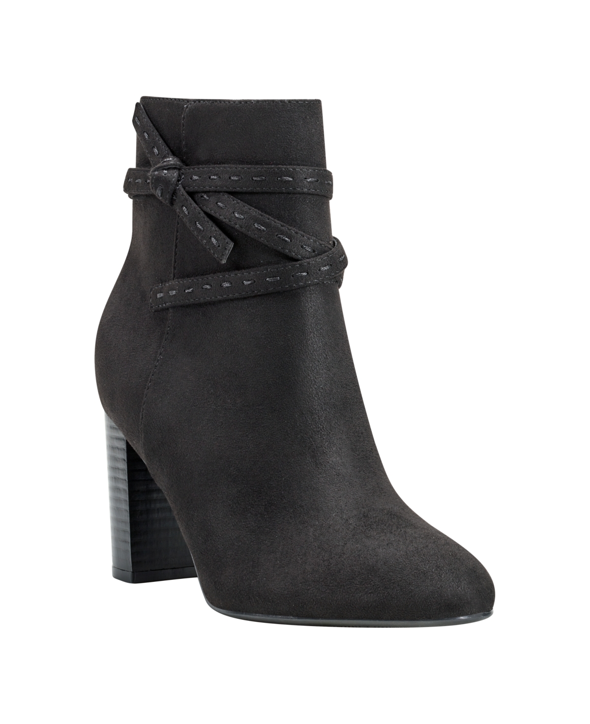 Women's Ocorn Ankle Wrap Stacked Heel Dress Booties - Dark Natural