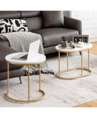 Modern Nesting Coffee Table Set of 2-White