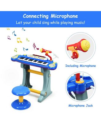 37 Key Electronic Keyboard Kids Toy Piano Included Microphone and Stool