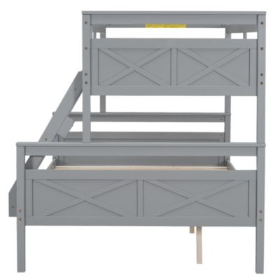 Streamdale Twin/Full Bunk Bed with Guardrail, Gray