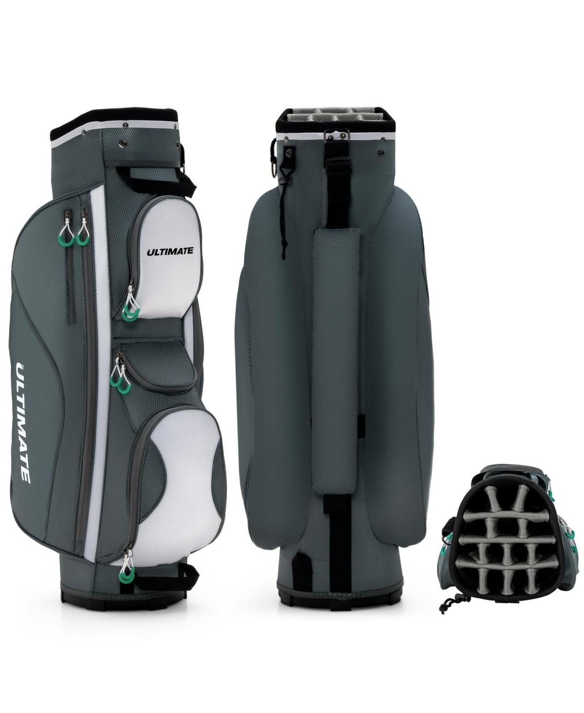 14 Dividers Golf Cart Bag with 7 Zippered Pocket - Grey