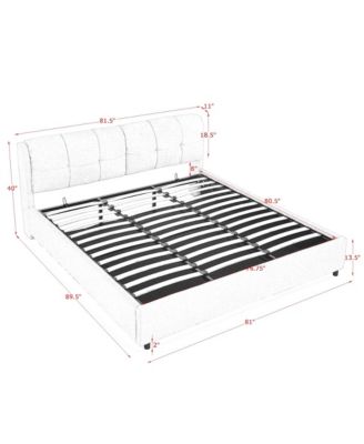 Streamdale King Size Upholstered Platform Bed with Headboard and Hydraulic Lift
