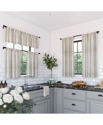 Slub Texture Stripe Cotton Cafe Curtain Valance