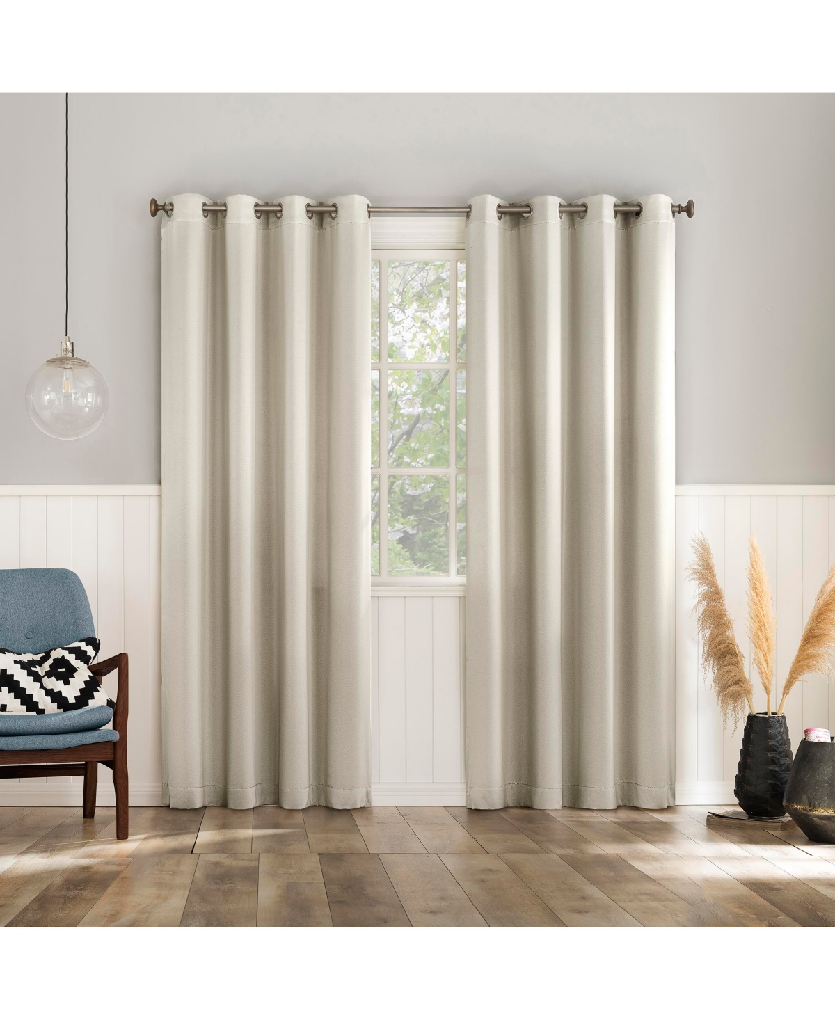 Brandon Magnetic Closure Room Darkening Grommet Curtain Panel Pair