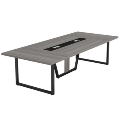 94.5-Inch Conference Table for 10 People, Industrial 8 FT Meeting Table with Two Grommets, Rectangular Podcast Training Table