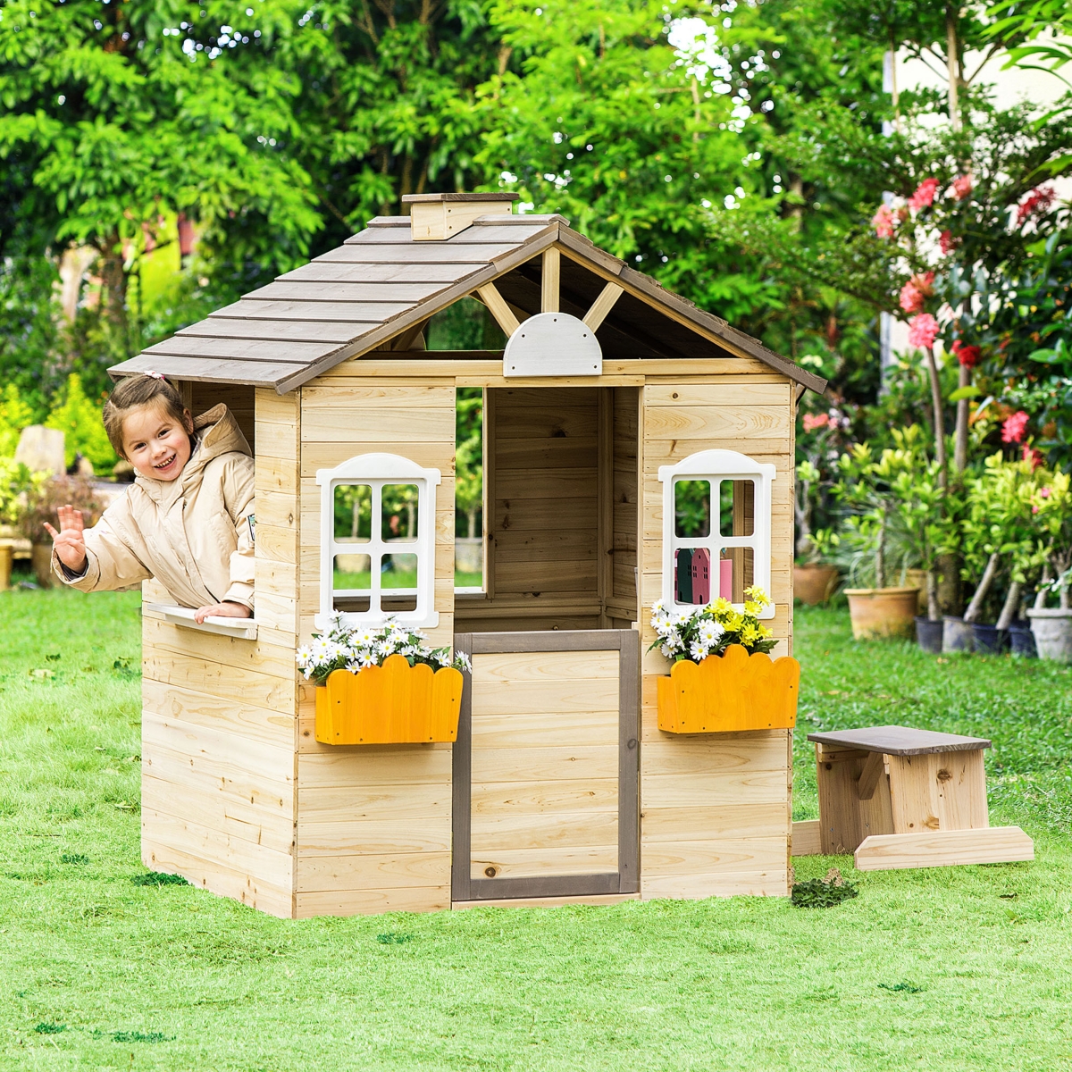 Streamdale Furniture Kids' Wooden Playhouse for Outdoor Adventures