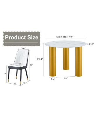 Marble Table and Chair Set: Gold Legs, Plush Chairs