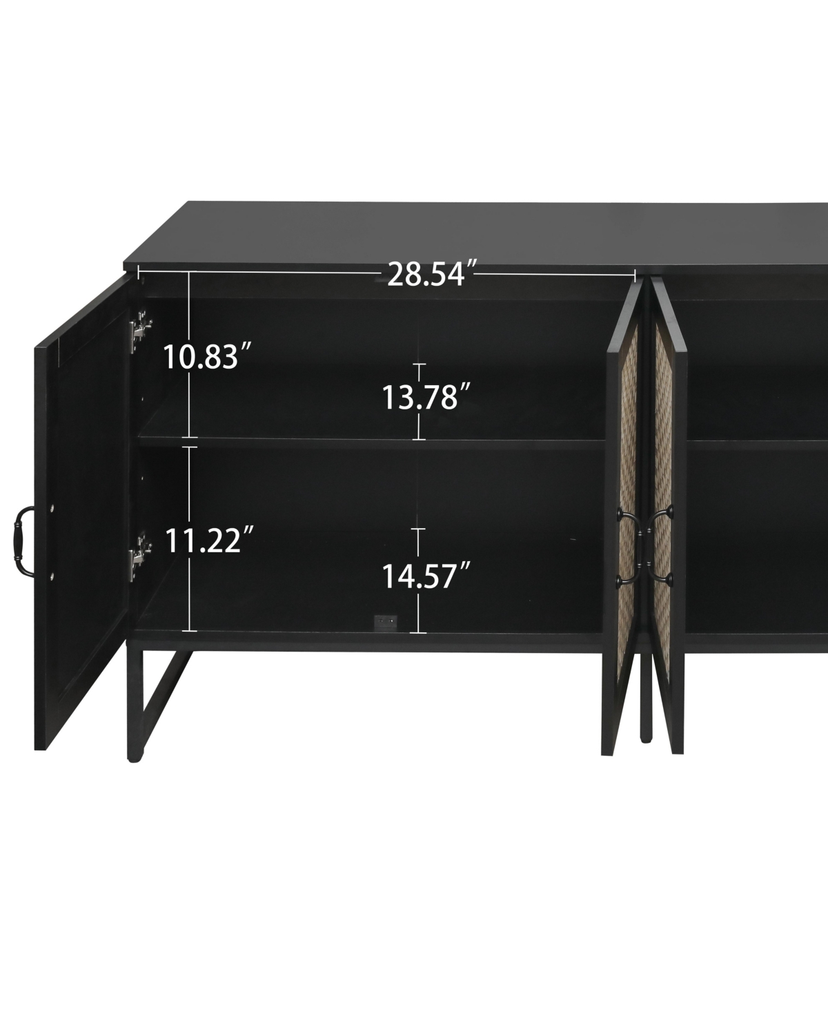 Streamdale Furniture Rattan 4-Door Sideboard Cabinet for Living & Dining Rooms