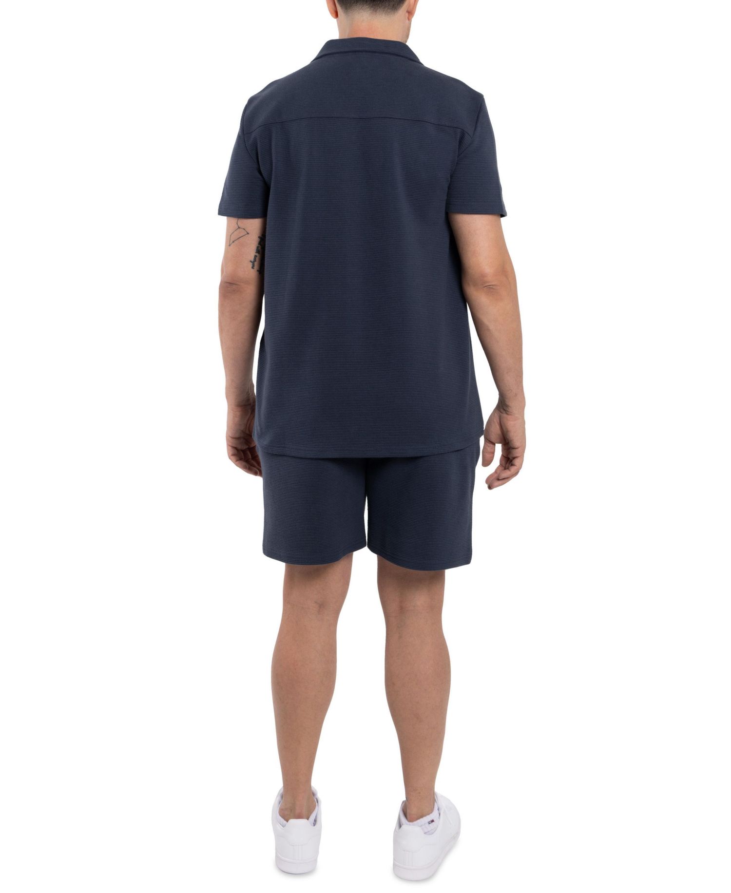 Men's Camp Collar Short Sleeve Textured Button-Up Shirt