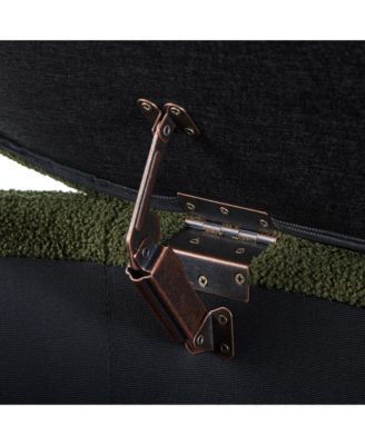 Boucle Fabric Ottoman Bench with Storage and Safety Hinge